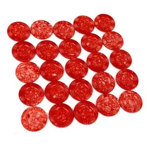 Lot of 25 Tripoley Marbled RED CHIPS ONLY Vintage 1975 Cadaco No 255